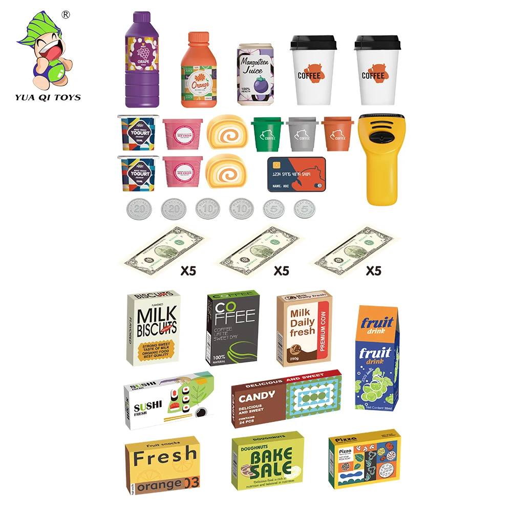 Mini Supermarket Desk Set with Light Sound Effects 2 AAA Battery Excluded for Kitchen & Food Toys