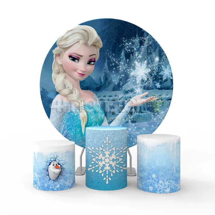 Frozen theme 6.5ft circle backdrop stand with plinth set for events