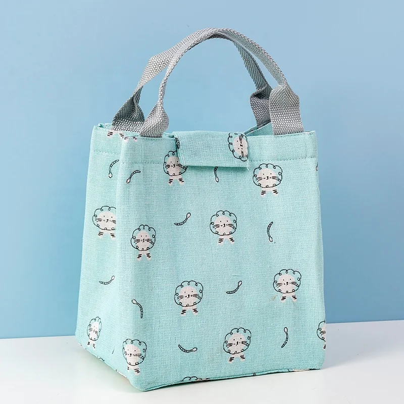 Magic tape lunch box bag set for school with custom logo foldable thermos lunch bag