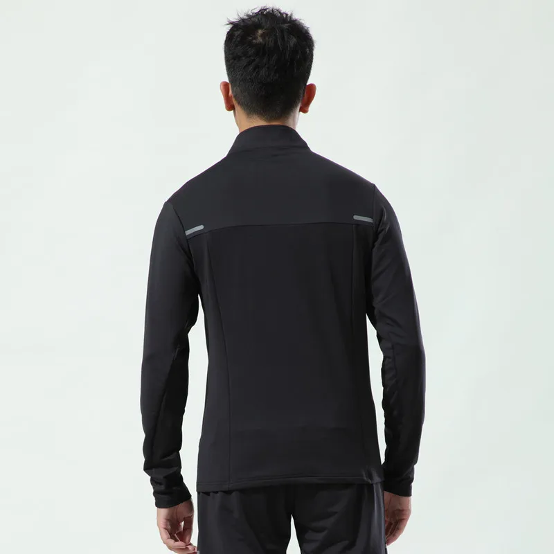 Fashion MEN Gym sport sets comfortable Jogger Pants 1/4 zipper reflective stripe tops sportswear long tracksuit