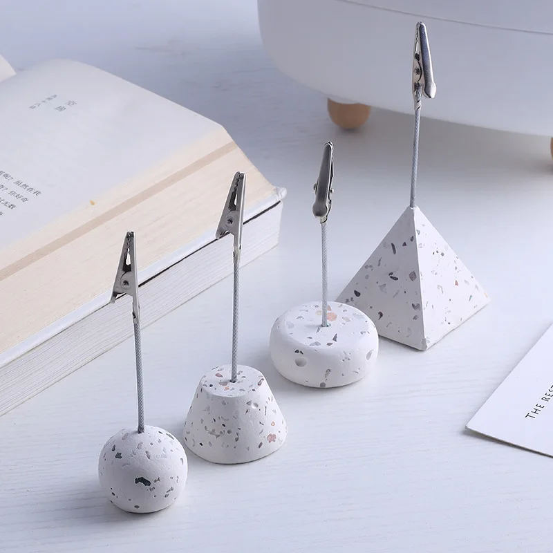 Desktop Message Folder Terrazzo Card Holder Stylish Photo Clips Folder for Wedding Office Home Decoration