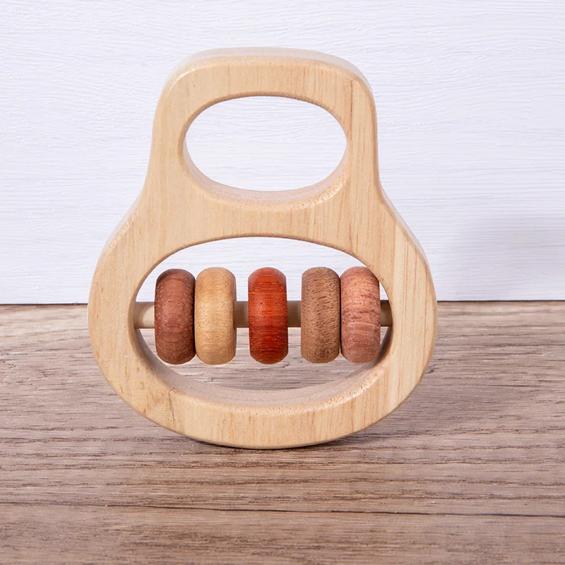 CHCC Custom Food Grade Silicon Teething Mitten Toy chewable Rattle Wooden Teething Toys Ring Baby Gift Set Baby Silicone Teether
