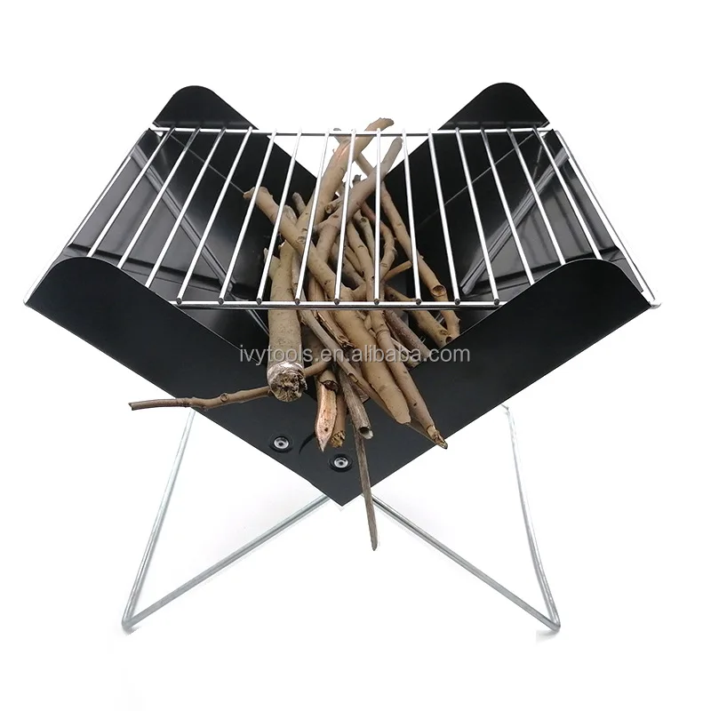 Outdoor Charcoal Stove Foldable BBQ Grill Stainless Steel Portable Stove Camping Grill Rack For Pot Meat Coffee Water