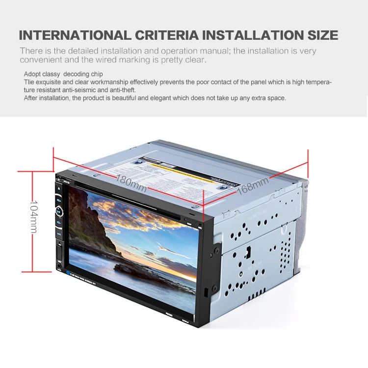 2 Din 6.95-inch Touoch Screen Universal GPS navigation Car DVD Player 6080