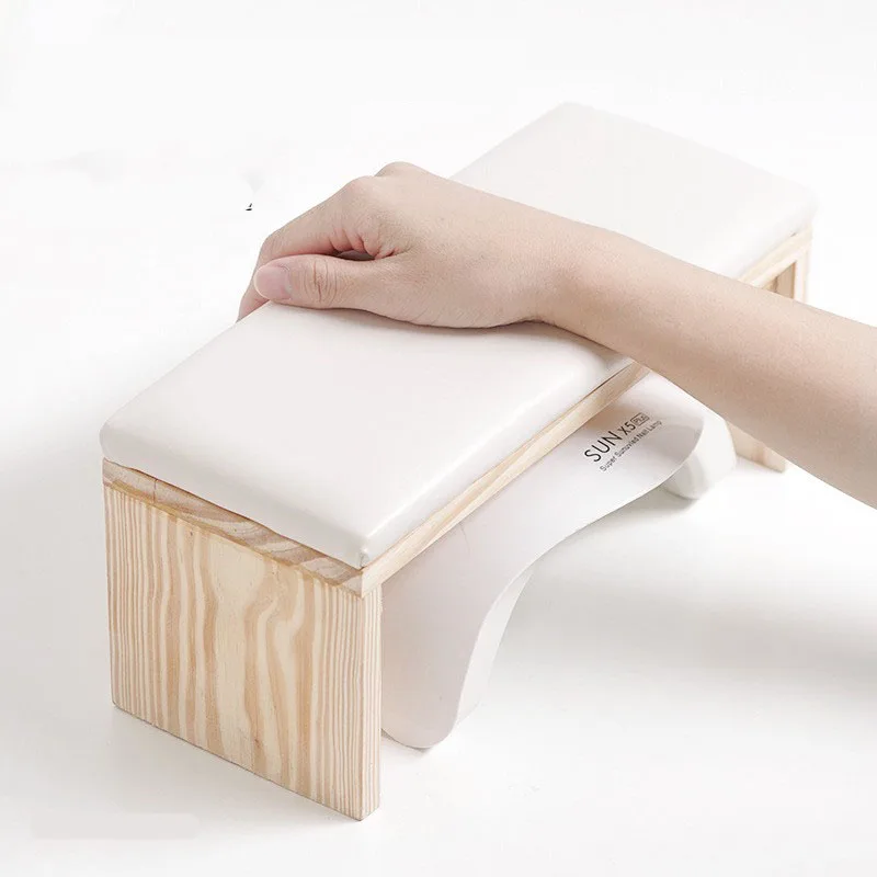 Роскошная деревянная Подушка для ногтей в японском стиле из искусственной кожи для маникюрного стола, подставка для ногтевого дизайна