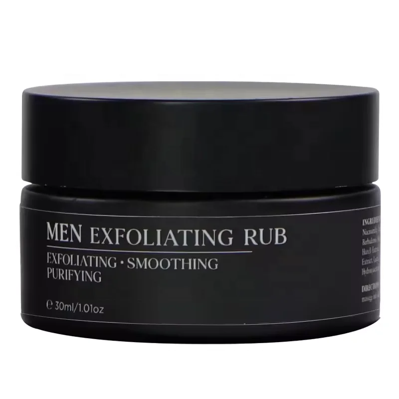 Private Label Men Face Scrub with Charcoal & Green Tea remove Acne Scarring and Dark Spots Men Facial Cleansing Exfoliating Rub
