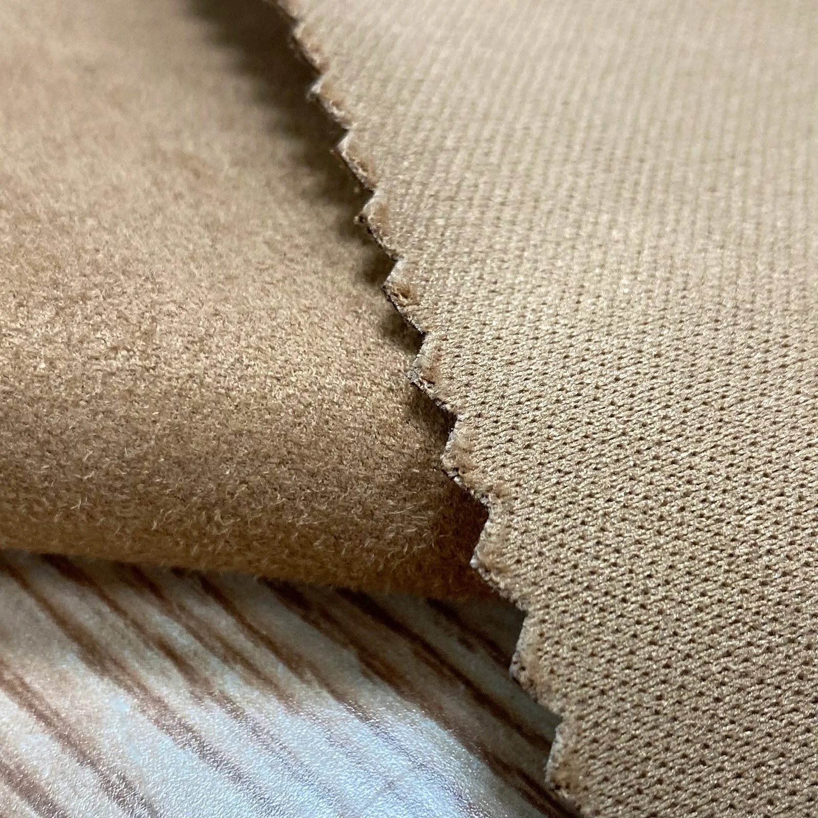 100%polyester suede backing Soft Leather fabric for car seat jacket