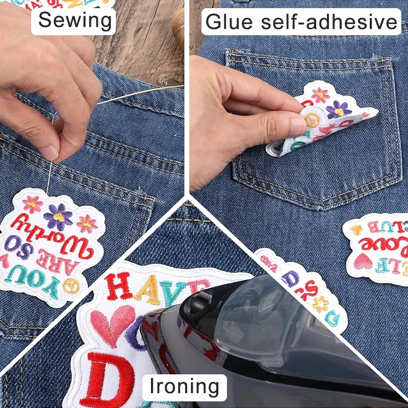 Wholesale Multi color embroidery Fabric Cloth Custom Patch Iron On Patch 3d Embroidered Patches