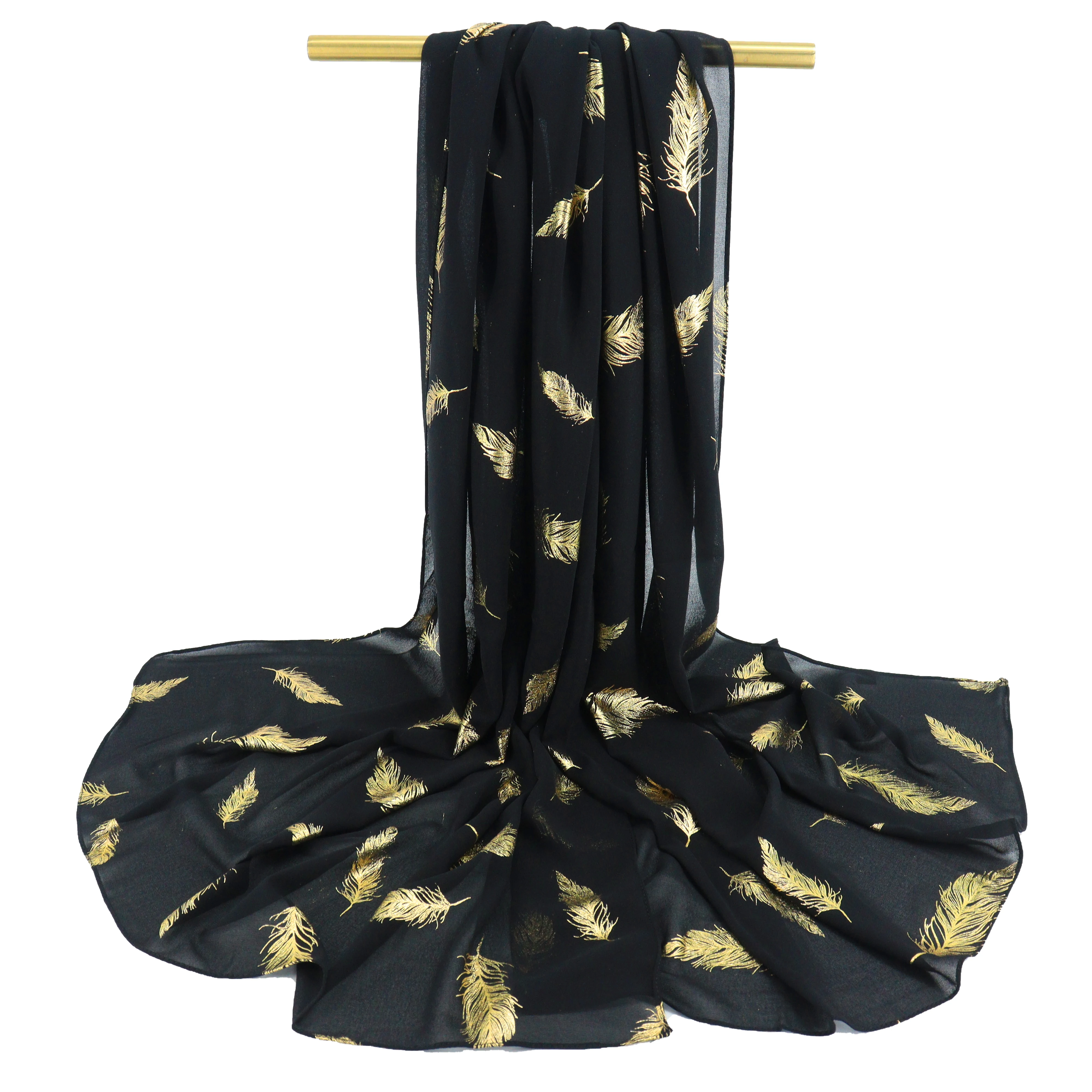 2022New arrival chiffon hijab hot selling hijabs gold colors scarves dubai stylish hijab other scarves