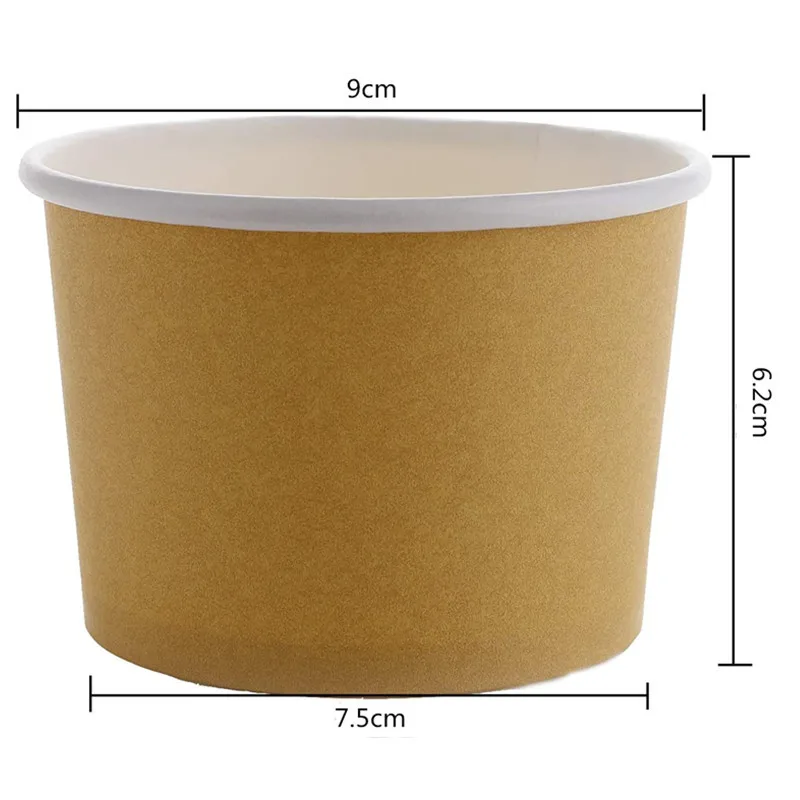 Custom Kraft Paper Soup Bowl Disposable Ice Cream Cups Paper Bowl Custom For Yogurt Bowls And Cold Desserts