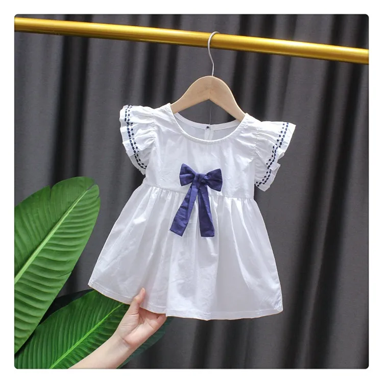 
2020 summer kids baby flower clothes peter pan collar 100%cotton bow children girls dresses 