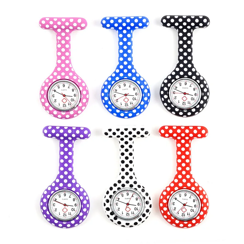 Women Nursing Watch Arabic Numerals Round digital clip on Silicone Nurses Brooch Tunic Fob Watches Nurse Pocket Watch