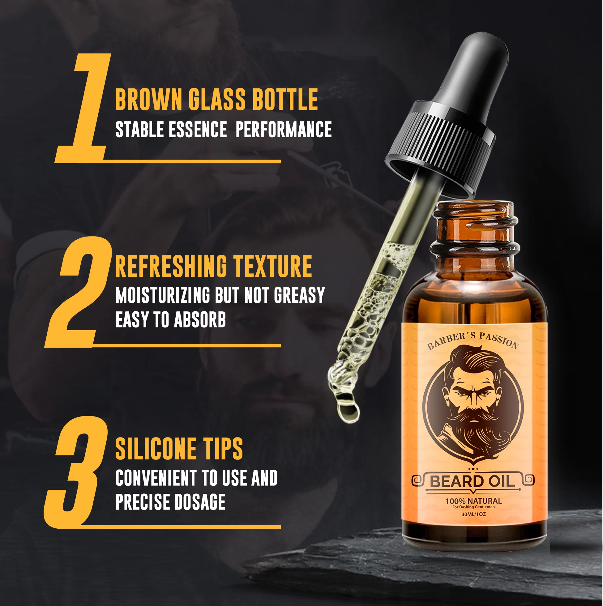 Custom logo Cruelty-Free Natural Organic Men Best Beard Oil for Growth Private Label Man beard growth oil