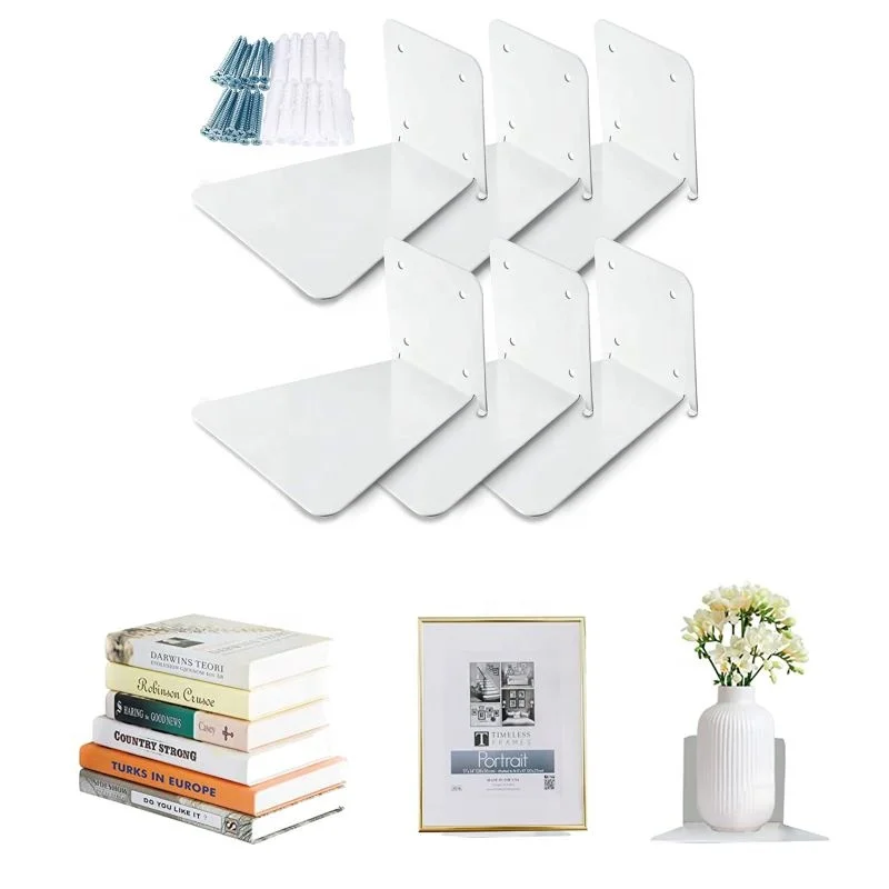Decorative Floating Bookshelf White Book Storage Organizer Display Shelf Rack Floating Shelves