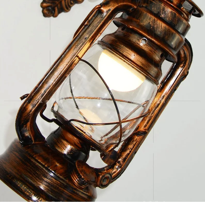 Vintage LED Wall Lamp Retro Kerosene Wall Light Barn Lantern