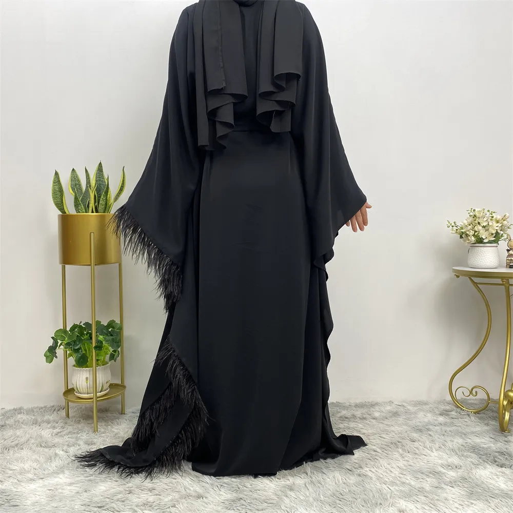 6317# Butterfly Bat Sleeve Long Dress Nida Fabric Free Size Middle East Modest Islamic Clothing