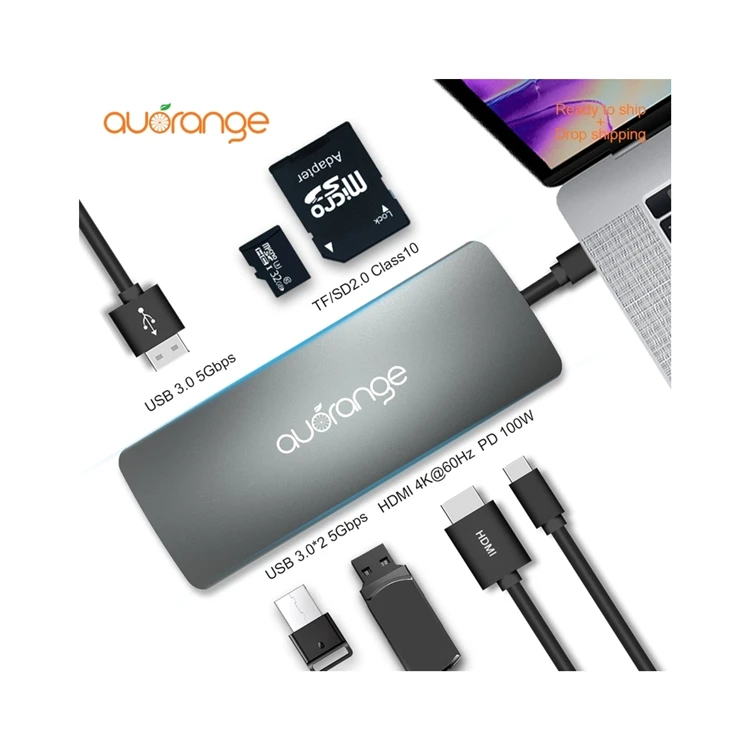 Factory Direct Sale 7 In 1 Usb C Hub With All In One Dock Station Reader