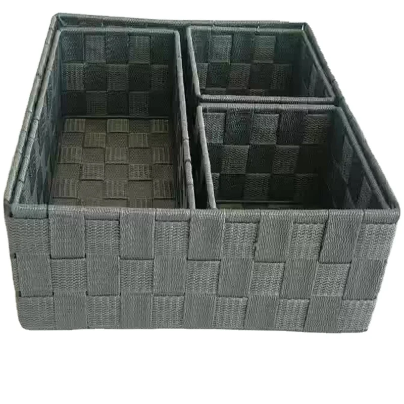 Wholesale Handmade PP Strap Non-Woven Polypropylene Decorative Weaving Basket