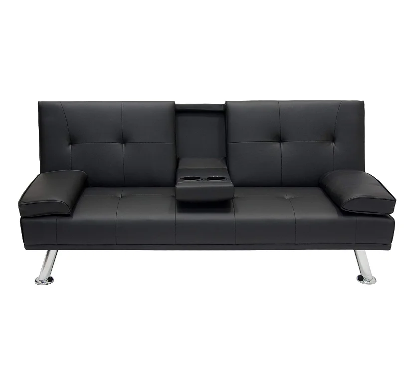 Murphy foldable faux leather sofa bed