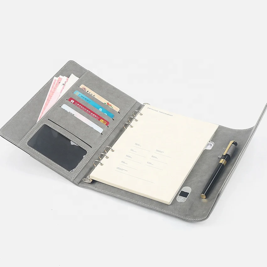 Custom LOGO A5 PU Business Cover Wireless Charger Power Bank Diary Notepad Powerbank Notebook