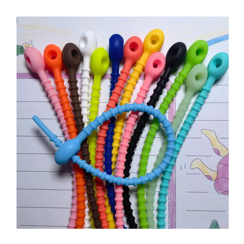 21cm Rubber Bands Colorful Silicone Tie Tag Rope DIY Keychain Pendant Adjustable Cable Tie