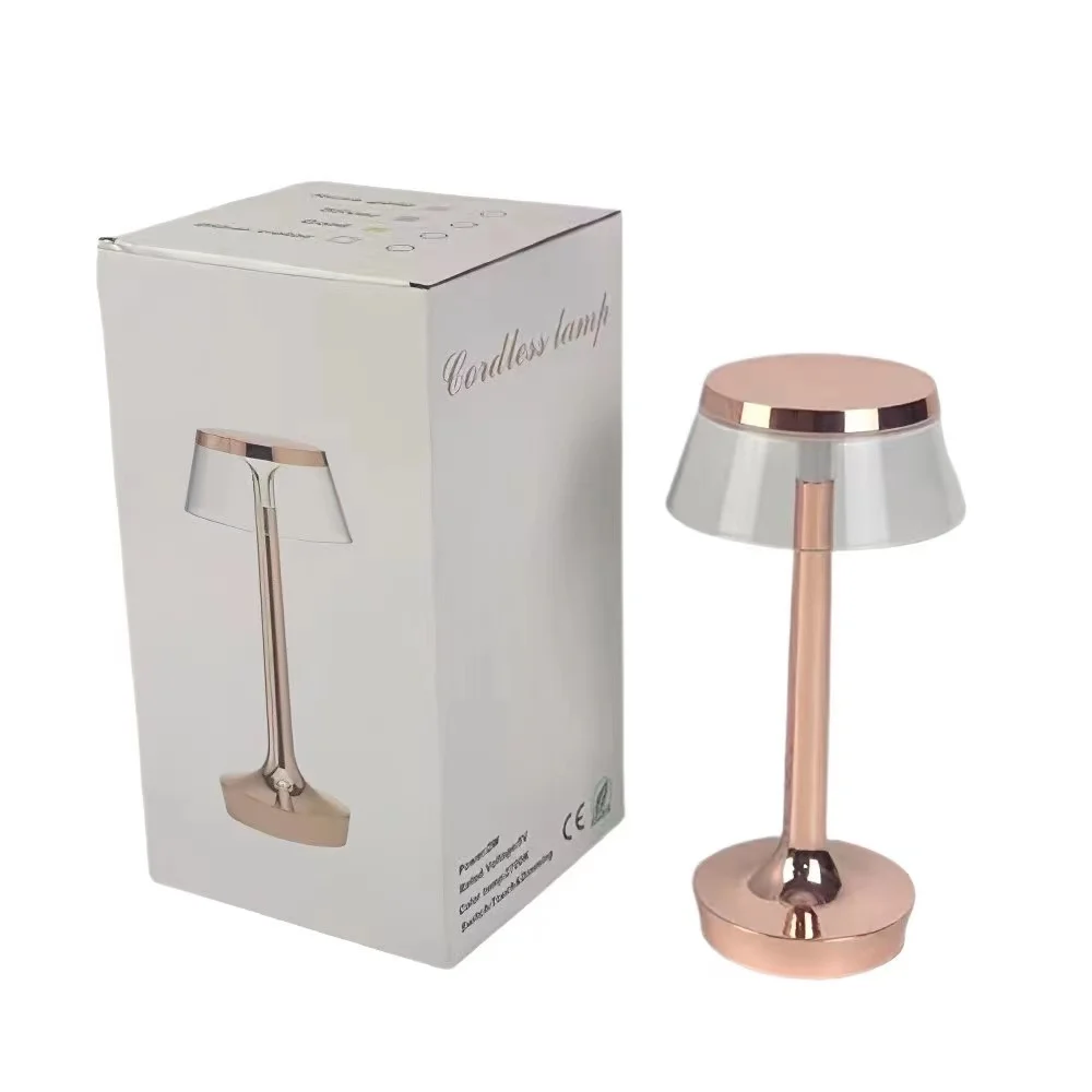 decorative rechargeable cordless tabele lamp vintage flat head table lamp  touch dimmer for hotel restaurant bar cordless tabele