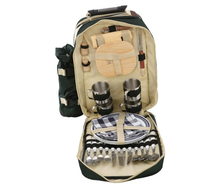 Picnic Set Cooler Bag Camping Waterproof Backpack Sets for 4 Person