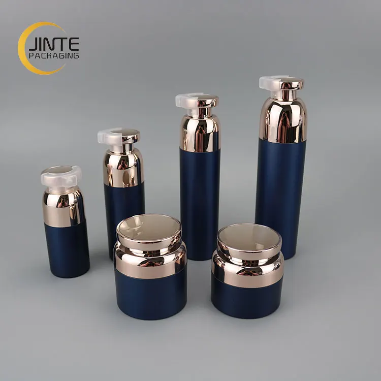 Unique New Design Custom Navy Color Cosmetic Packaging Sets Acrylic  Bottle And Cosmetic Cream Jar For Skin Care