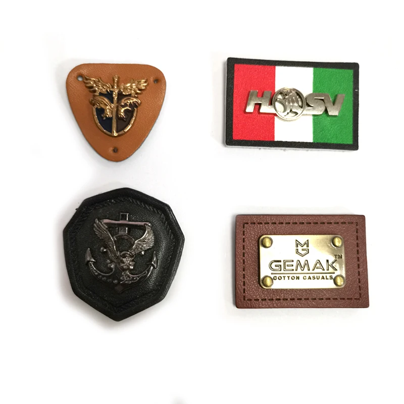 Custom Personalized Embossed Logo Jeans Genuine Leather Patch Leather Label and Tags for Garment Bags Shoes Top OEM Customized