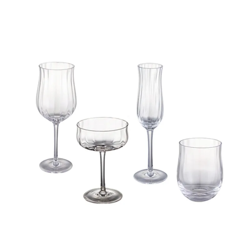 Nordic Colorful  Crystal Glass Cup Wholesale Creative Vertical Stripes Wine Glass with Gold Rim