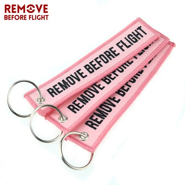Fashion Fairy Jewelry Keychain for Cars Motorcycles Embroidery Key Chain Pink Key Fob REMOVE BEFORE FLIGHT Pink Keychain Tags