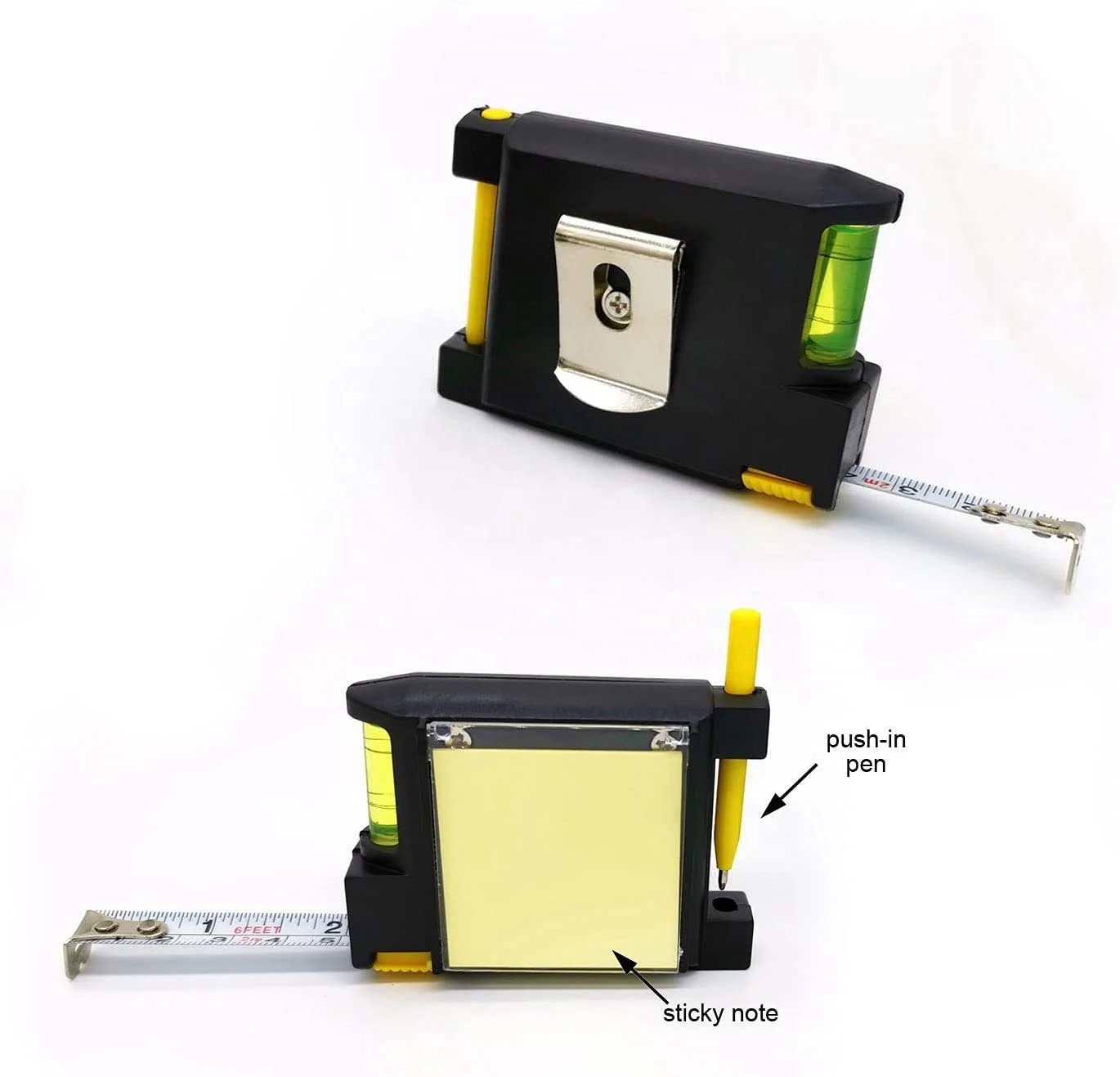 Multi Function Tape Measure High Quality Tape Measure with Small Ball Point Pen and Note Paper and Level measure tape
