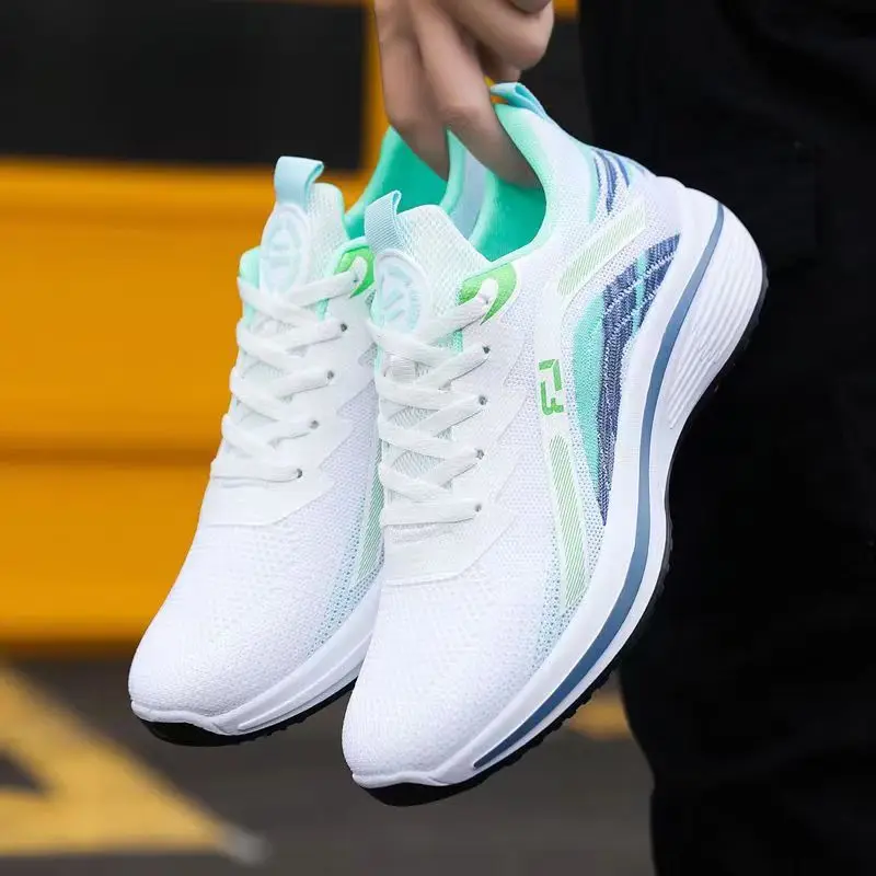 Factory direct sports shoes men 2023 autumn new flying woven breathable new running shoes Korean version of student shoes