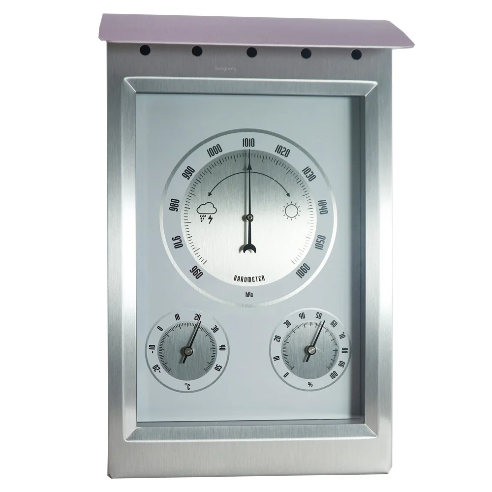 Rectangular 223mm aluminum-housing barometer with thermohygrometer