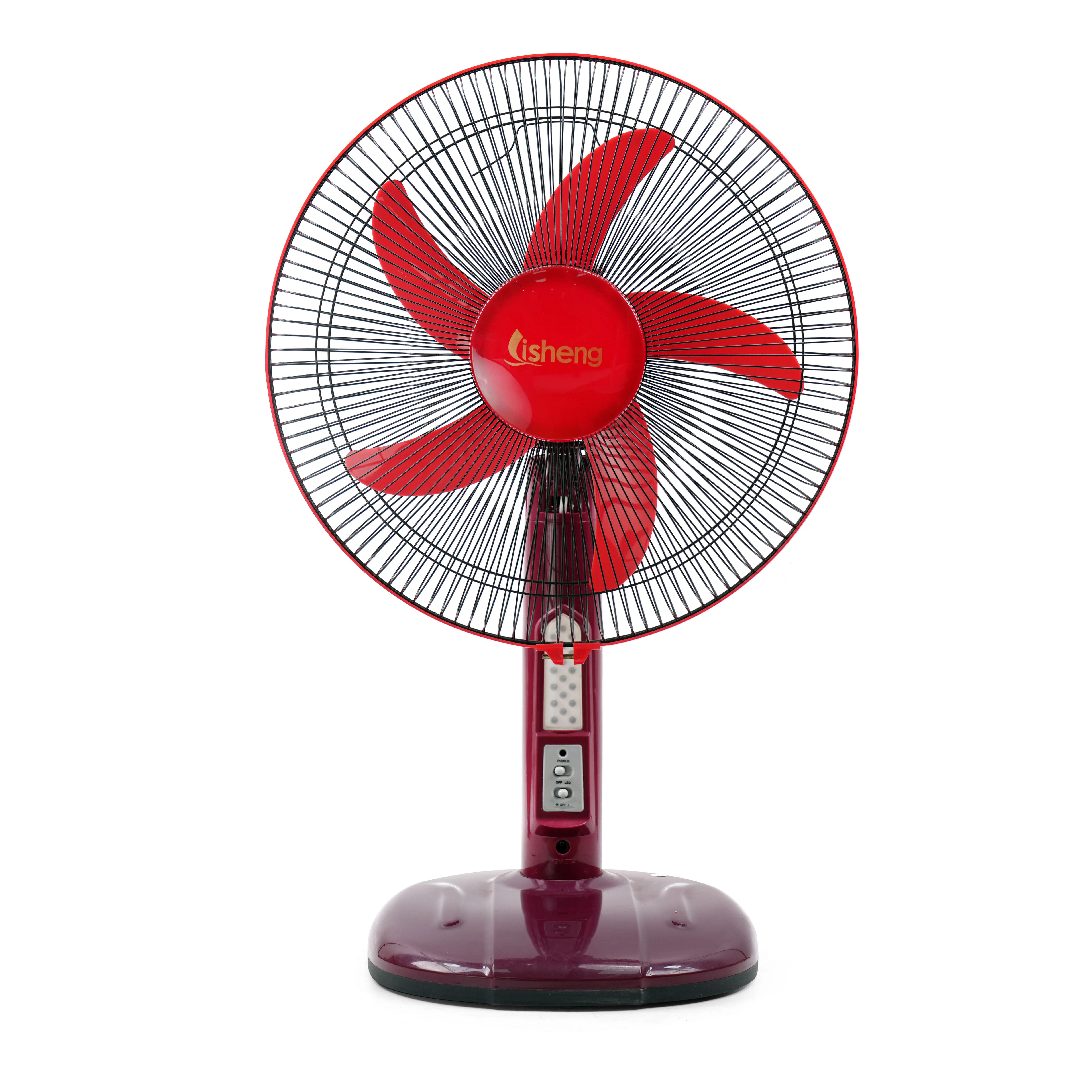 AC/DC table fan exported to Yemen DC 12V brush motor 16-inch portable table fan  air cooling  fan with led light and adapter