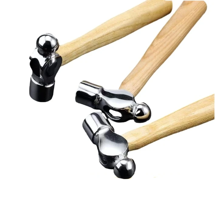 Multi-function Mini Wooden Handle Chrome-plated Round Head Hammer