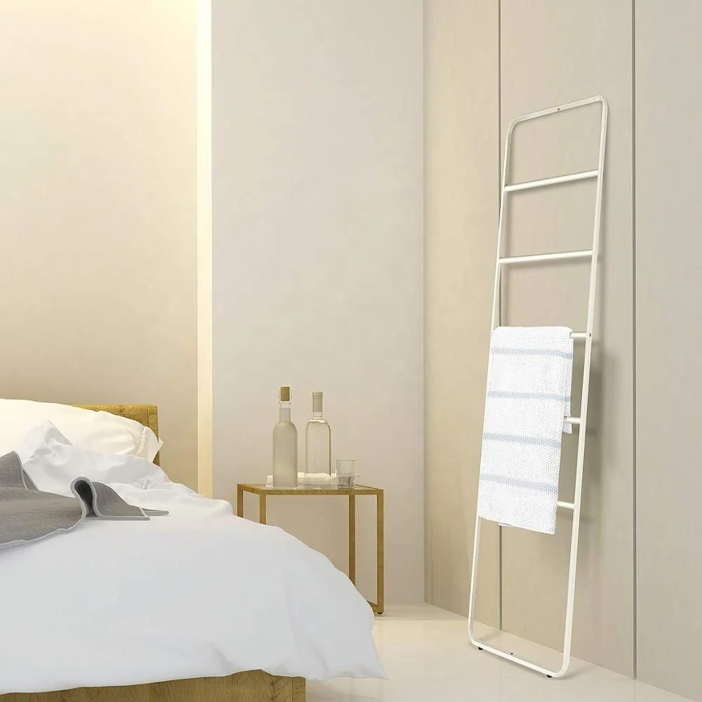 Metal Black Blanket Towel Ladder Carpet Stand Scarves Display Leaning Ladder Rack