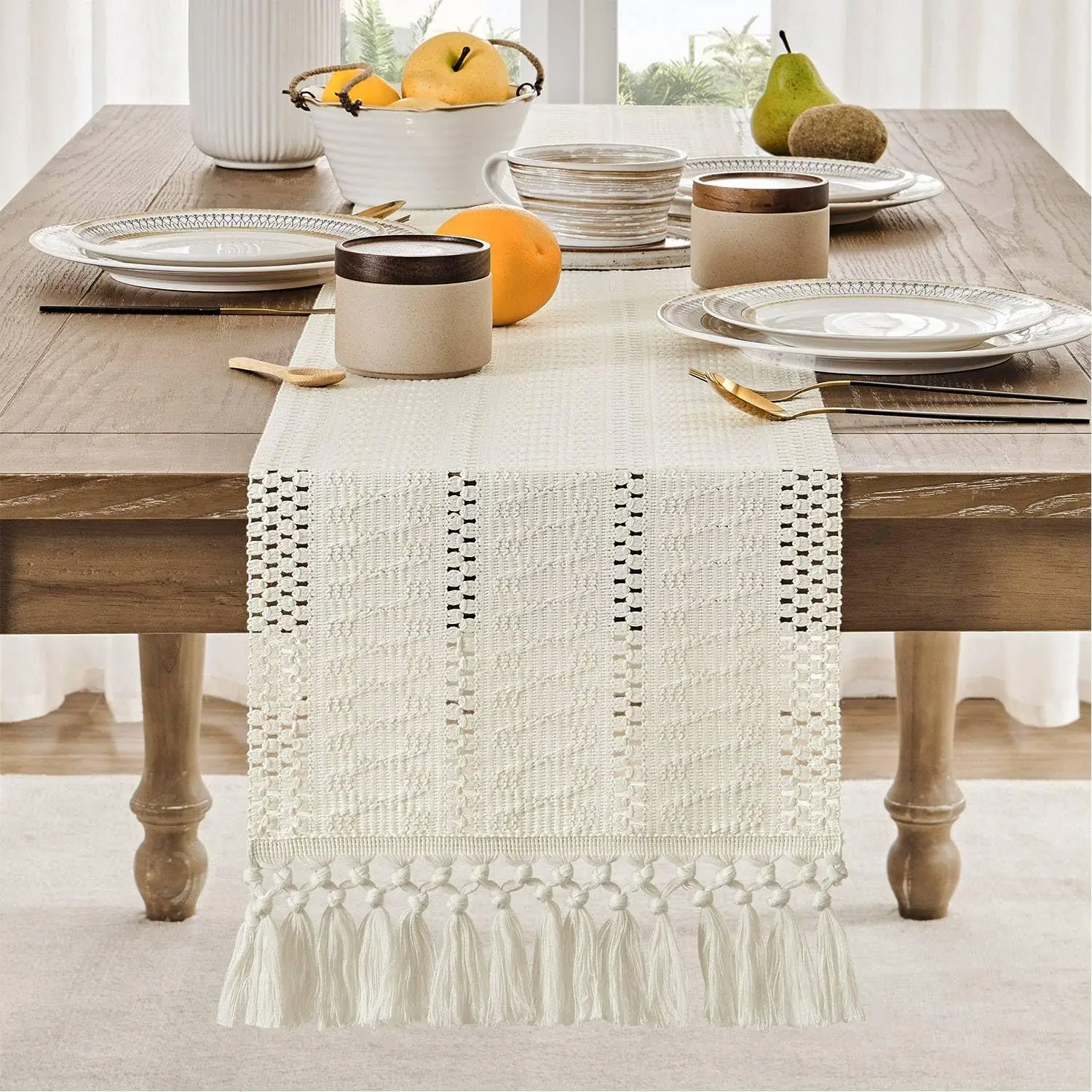 12x72 Inch Latest Luxury Cheesecloth Table Runner Boho Style Dining Table Wedding Party Long Table Runner
