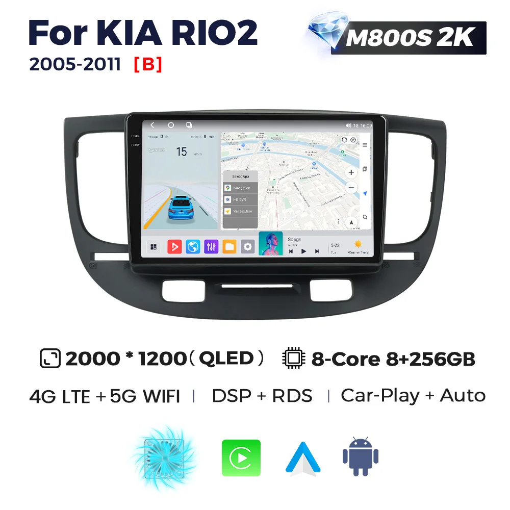 MEKEDE MS car multimedia player 360 camera Android auto cooling fan touch screen car-play gps navigation for KIA RIO2 2005-2011