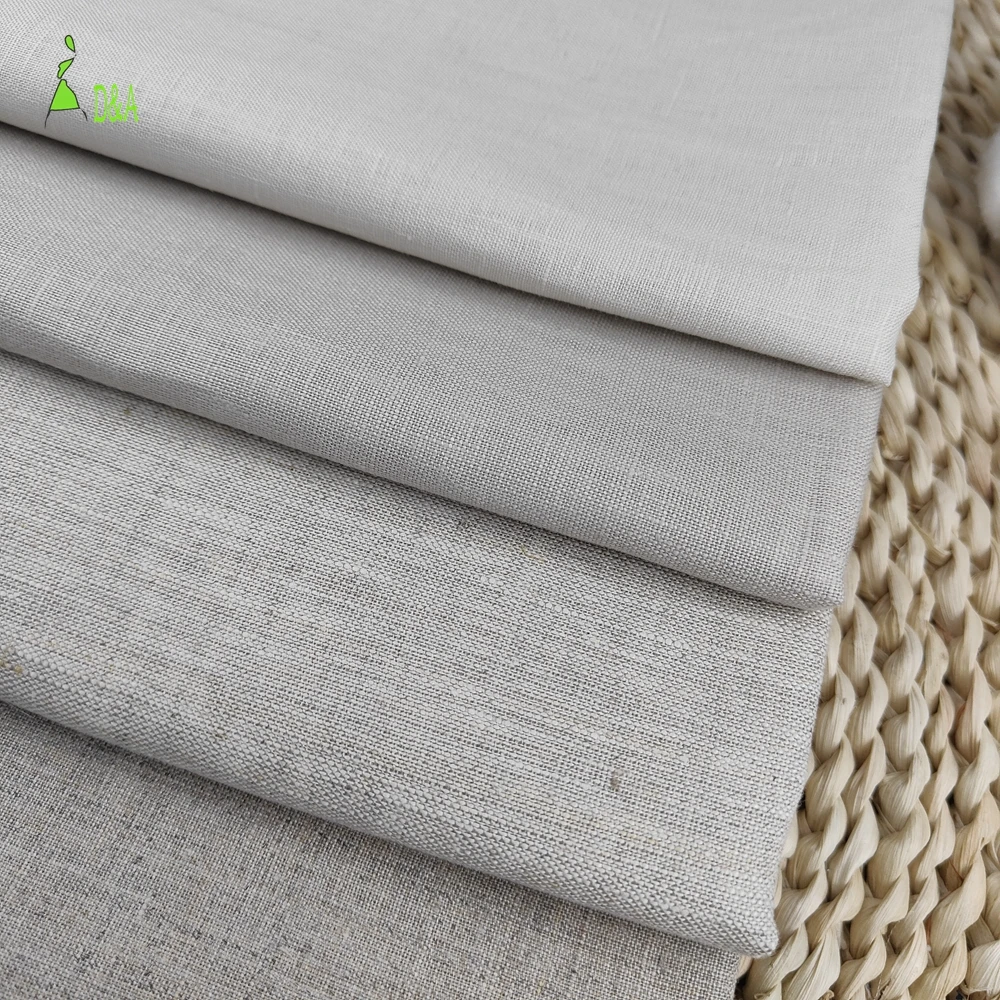 Low MOQ Cheap Free Sample in Plain 150gsm Soft White 100 Linen Cotton Blend Fabric for Garment