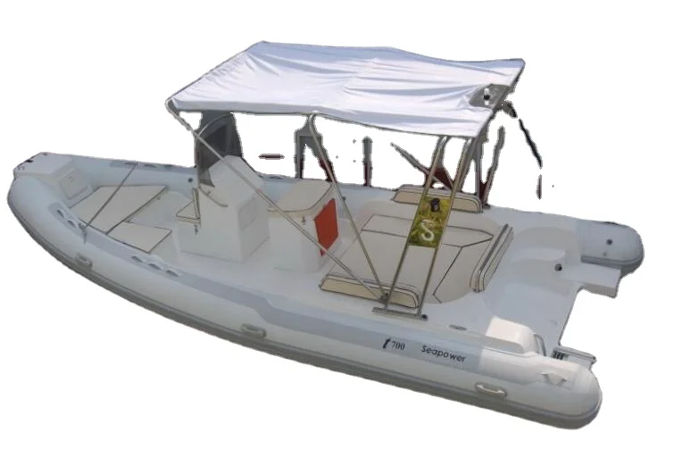 CE 6.8M Fiberglass rib boat V Deep Hull Inflatable Boat with Hard Bottom
