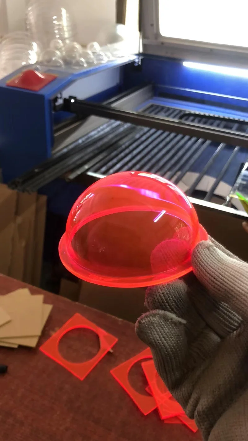 80mm Diameter Acrylic Hemisphere Dome Color Plastic Half Sphere With Flange Customized