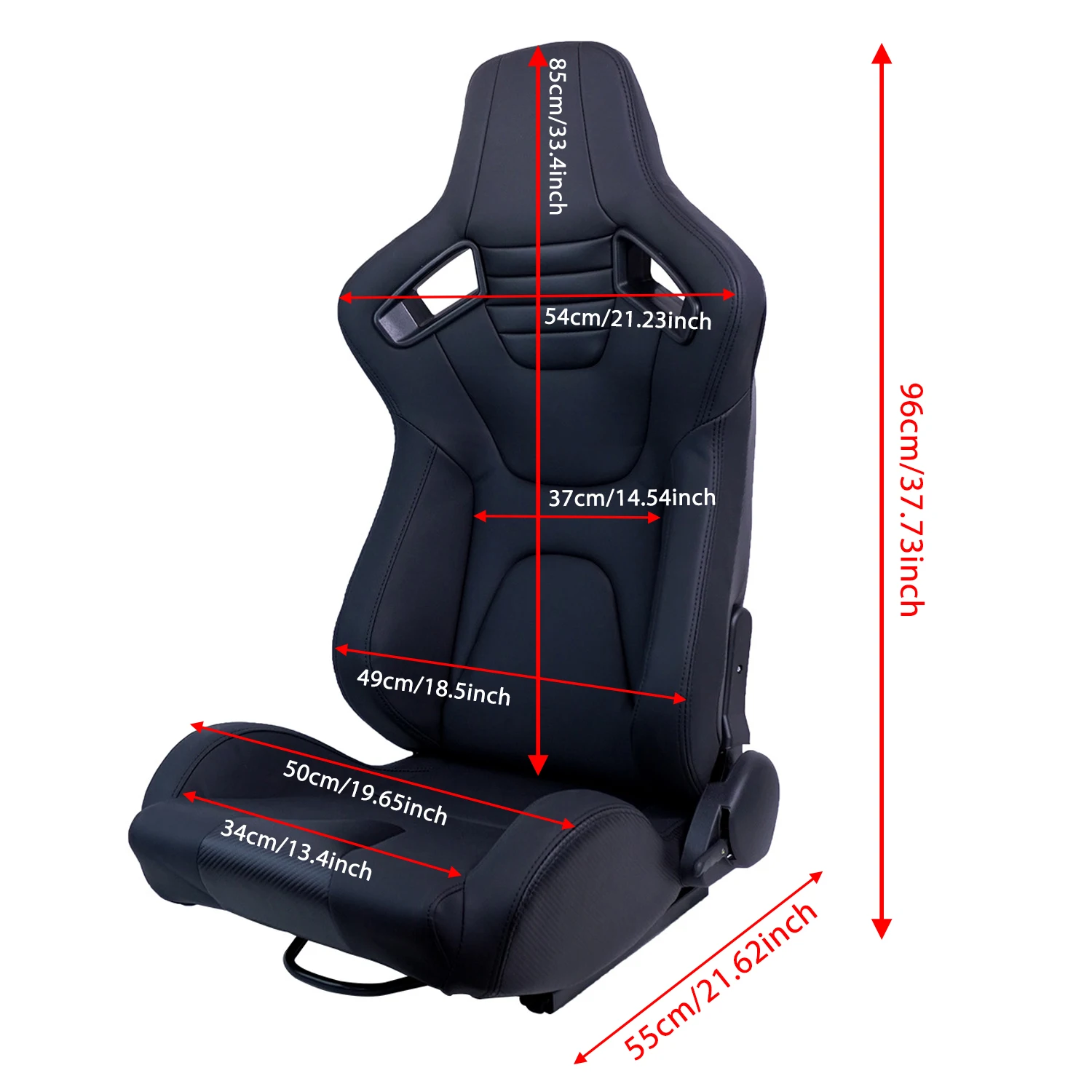 Car Sport Bucket Seat Racing Seat Universal fit for Most Cars Seats PVC Leather 1PCS