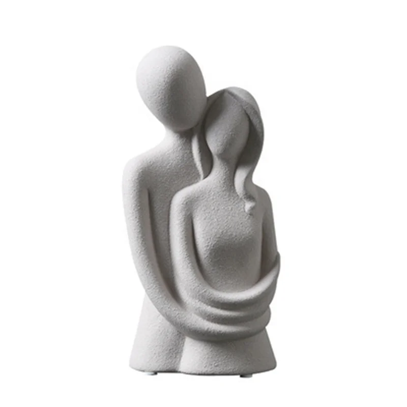 Lover Couple Statue Desktop Craft Home Decorations Porcelain Abstract Art Human Sculpture Nordic Ceramic Europe Animal Modern