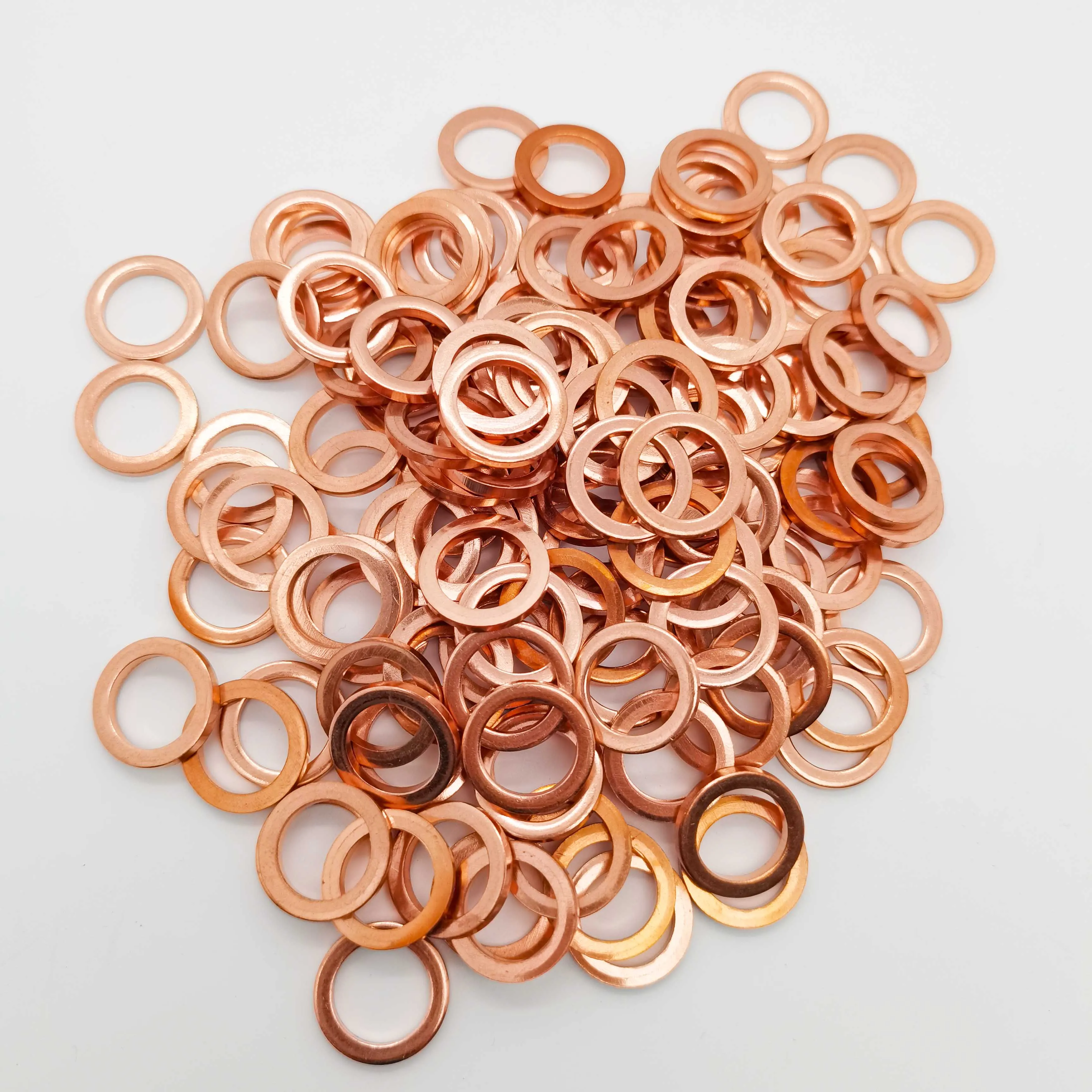 CFNAK Assorted Solid Copper Crush Washers Seal Flat Head Ring Washers Set