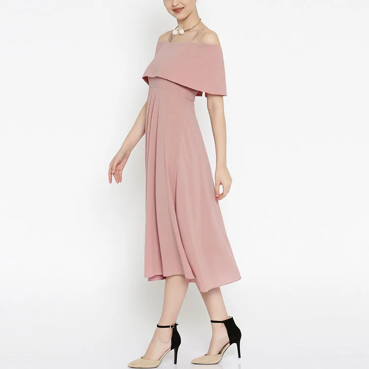 China wholesale casual spaghetti strap off shoulder midi dress for women