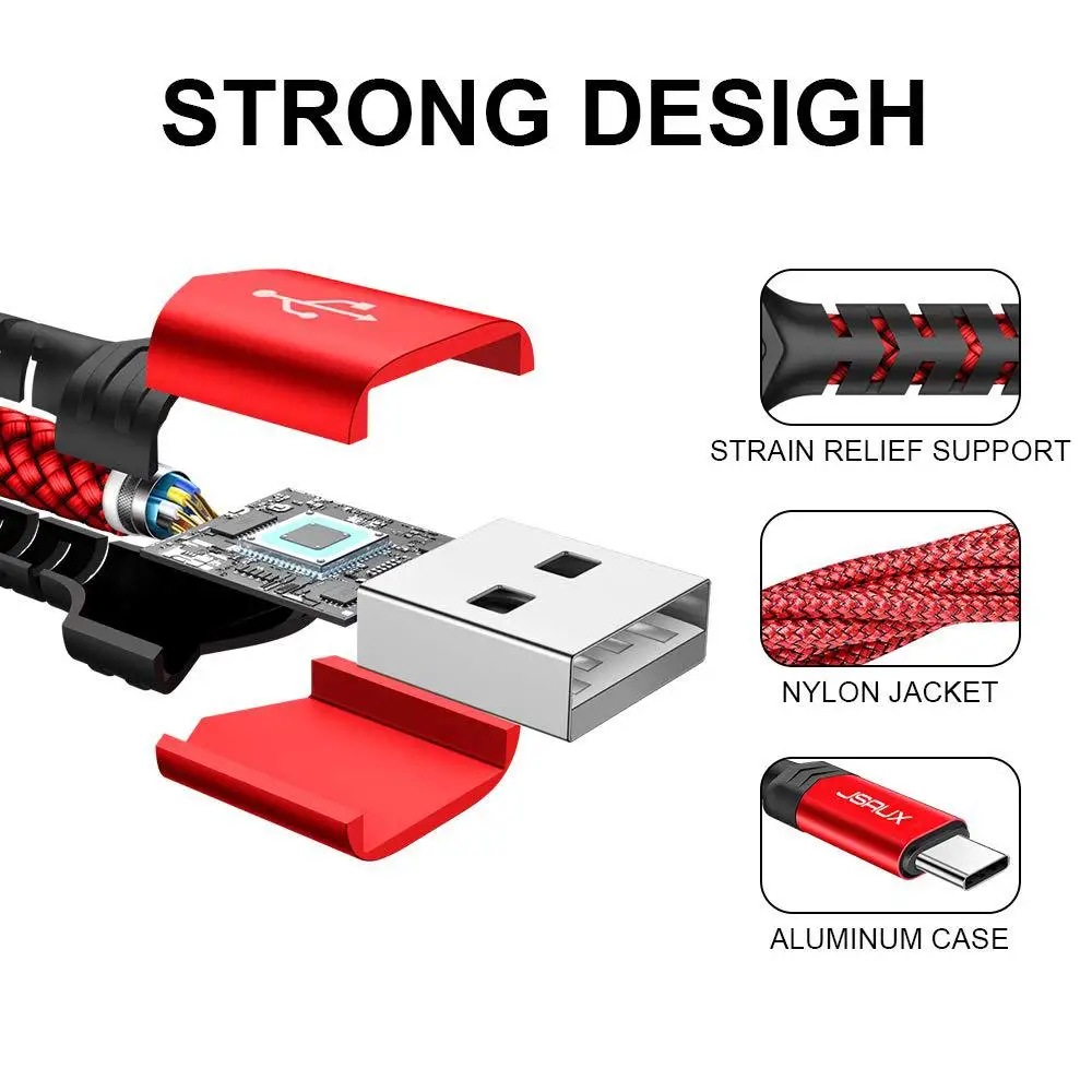 Кабель USB C для быстрой зарядки 1 м зарядное устройство A на Type нейлоновый плетеный шнур совместимый с Samsung Galaxy S10 S9 S8 Plus Note