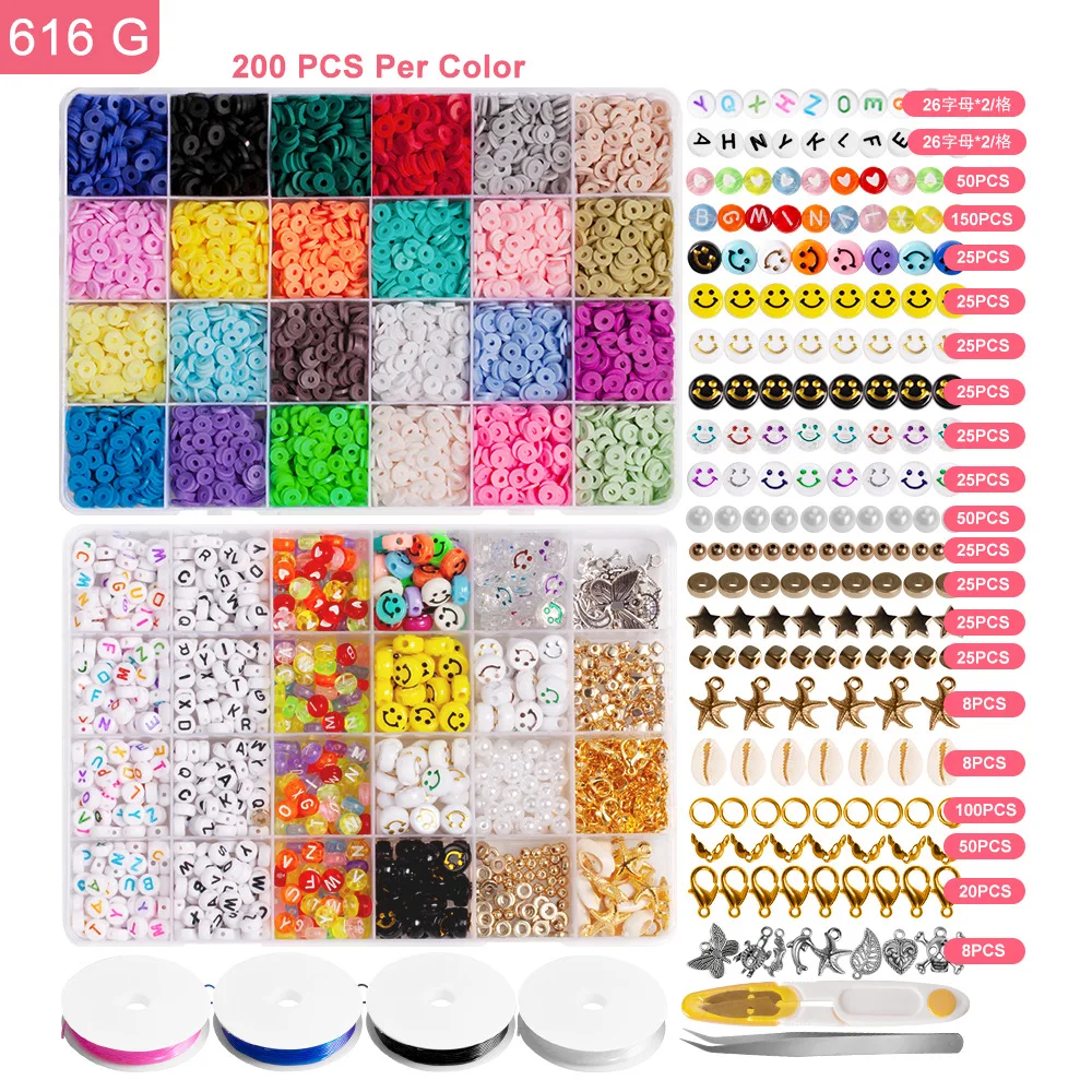 6mm Polymer Clay Necklace Soft Pottery Choker DIY Necklaces Bracelets Set Colorful Surfer Beads Collar Handmade Jewelry