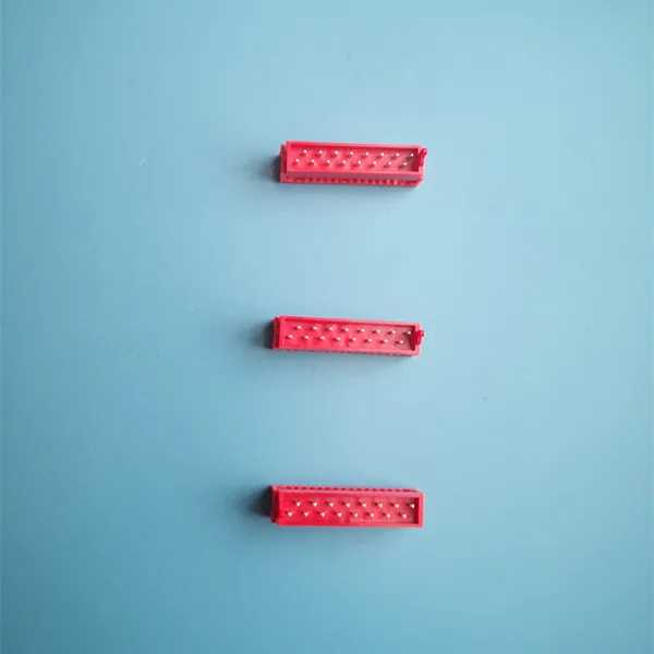 red 1.27mm Tyco IDC socket Polarized and contain strain relief clips contact with 1.27mm flat cable and dip to PCB