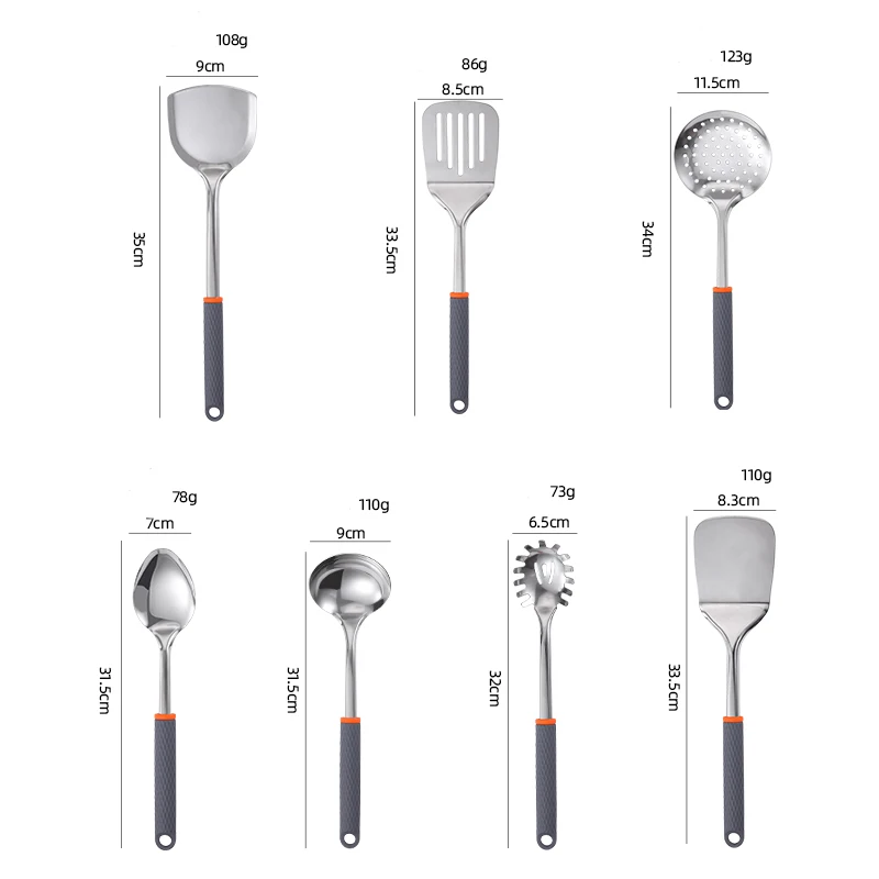 Eco-friendly hot selling gray color 7 pcs kitchen utensil set cooking utensil